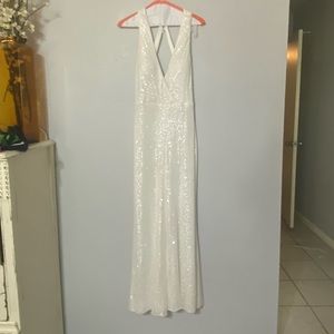 La Femme white sequin jumpsuit